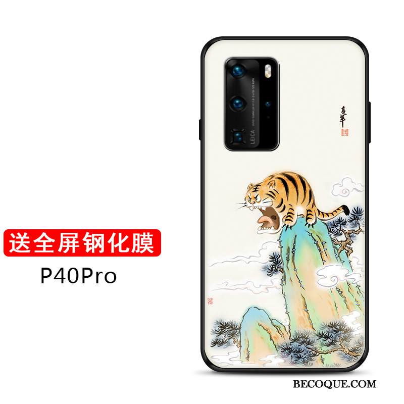 Kuori Huawei P40 Pro Tila Tiikeri Ohut, Kotelo Huawei P40 Pro Laukut Kova Net Red