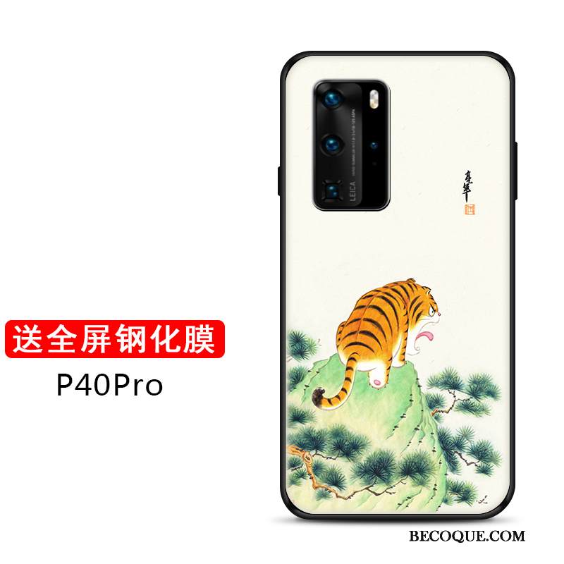 Kuori Huawei P40 Pro Tila Tiikeri Ohut, Kotelo Huawei P40 Pro Laukut Kova Net Red