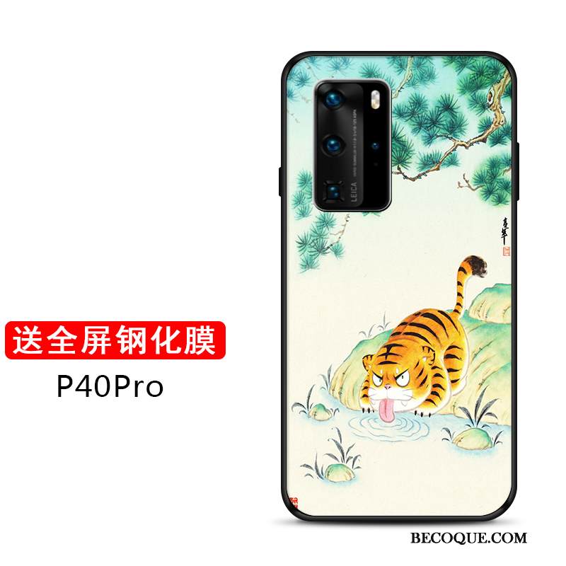 Kuori Huawei P40 Pro Tila Tiikeri Ohut, Kotelo Huawei P40 Pro Laukut Kova Net Red