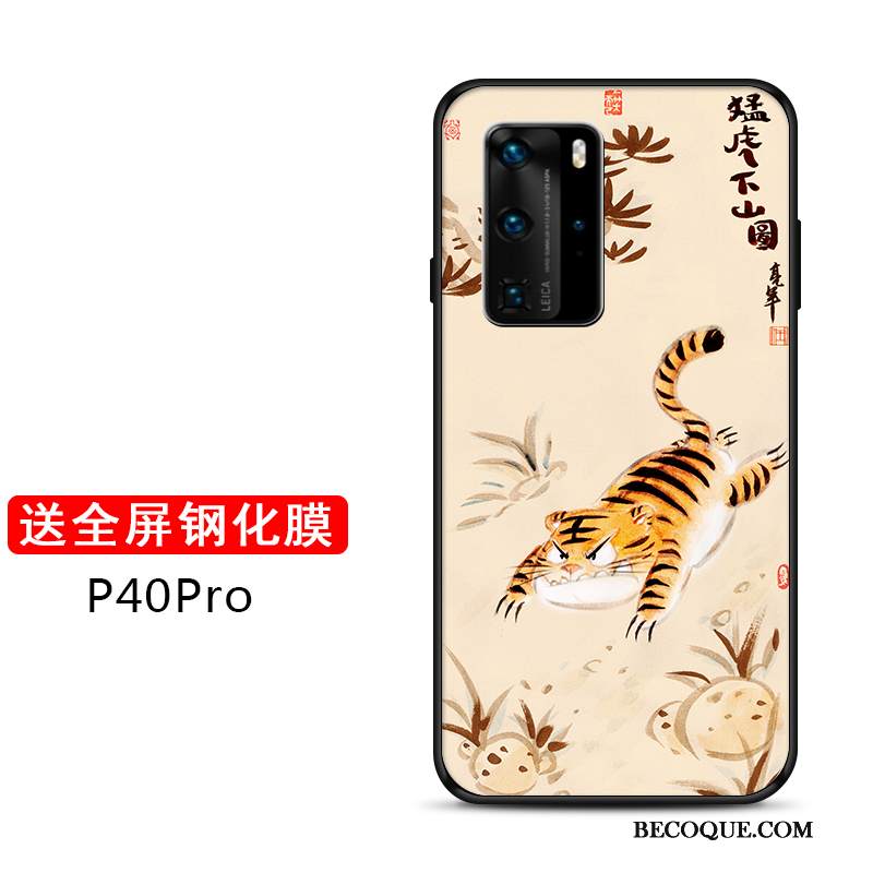 Kuori Huawei P40 Pro Tila Tiikeri Ohut, Kotelo Huawei P40 Pro Laukut Kova Net Red