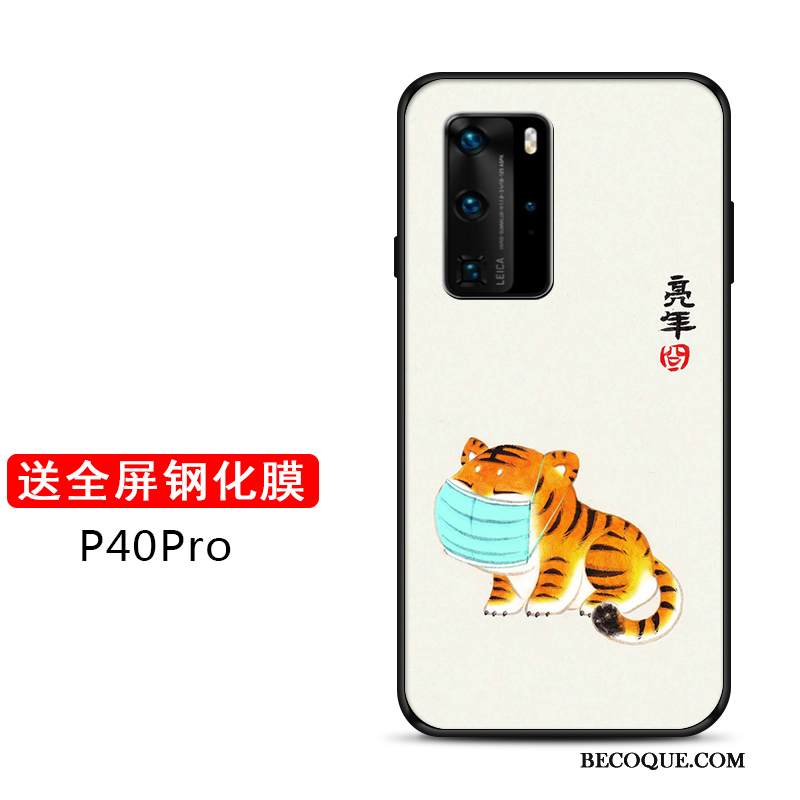 Kuori Huawei P40 Pro Tila Tiikeri Ohut, Kotelo Huawei P40 Pro Laukut Kova Net Red