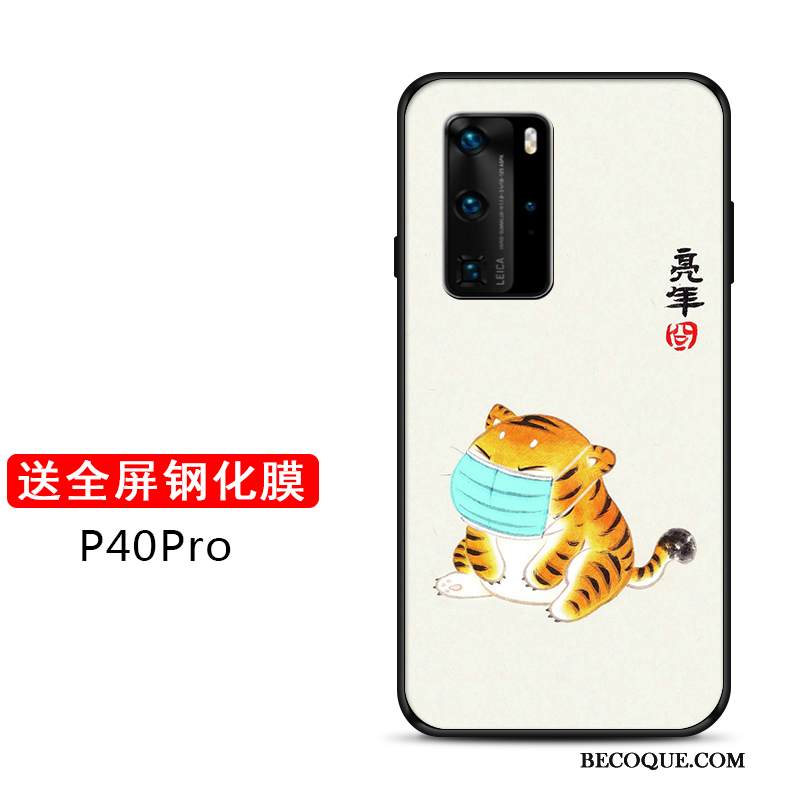 Kuori Huawei P40 Pro Tila Tiikeri Ohut, Kotelo Huawei P40 Pro Laukut Kova Net Red