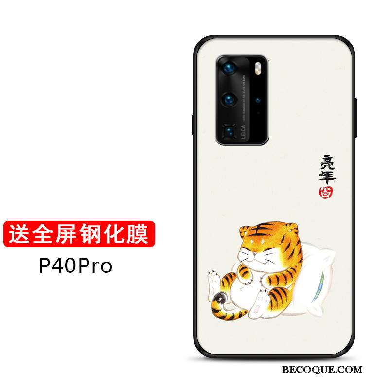 Kuori Huawei P40 Pro Tila Tiikeri Ohut, Kotelo Huawei P40 Pro Laukut Kova Net Red
