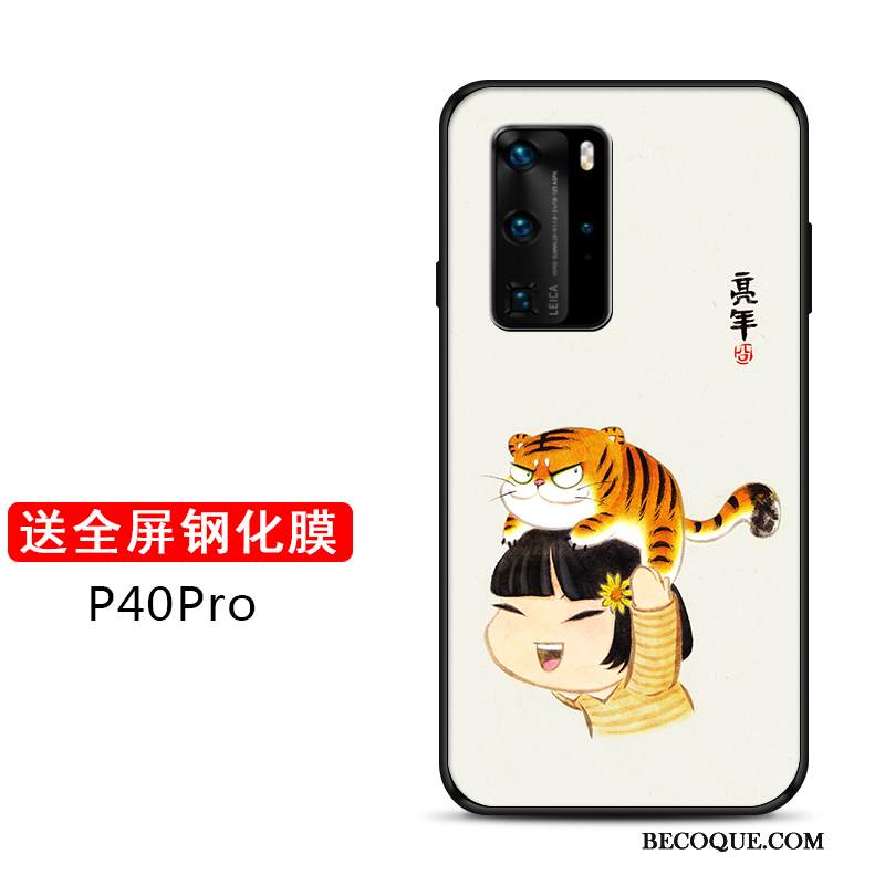 Kuori Huawei P40 Pro Tila Tiikeri Ohut, Kotelo Huawei P40 Pro Laukut Kova Net Red
