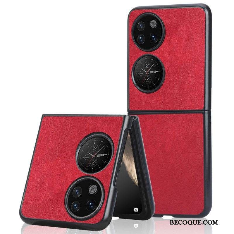 Kuori Huawei P50 Pocket Litsi Tekonahkaa