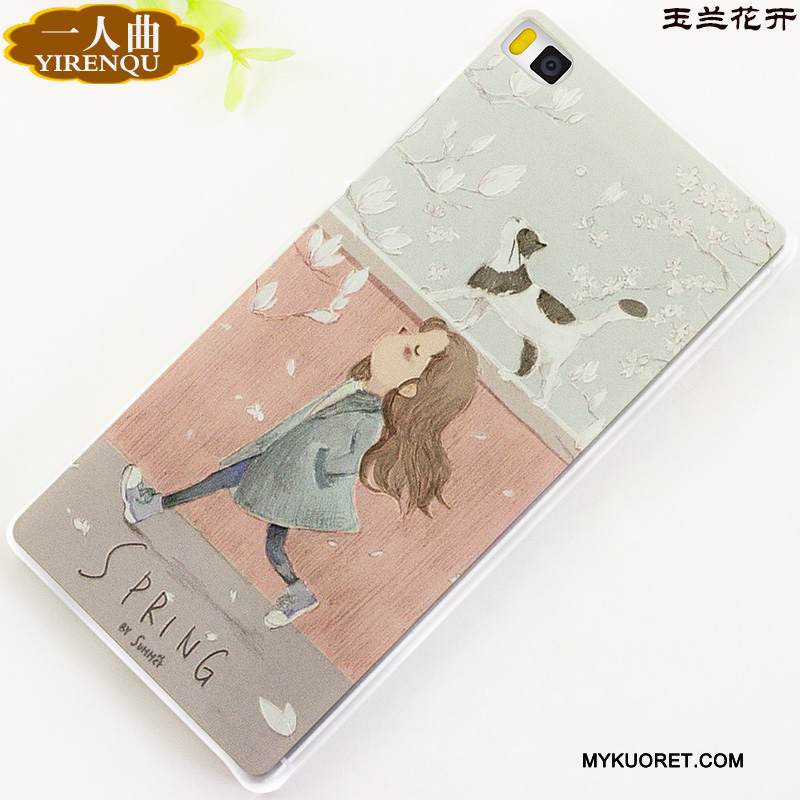 Kuori Huawei P8 Kohokuviointi Pesty Suede Kova, Kotelo Huawei P8 Suojaus Puhelimen Kuoret Korkea