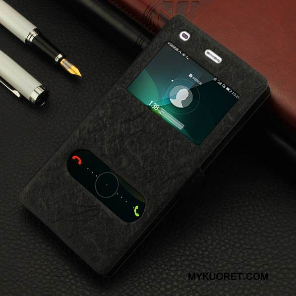 Kuori Huawei P8 Lite Nahka Avaa Ikkuna Puhelimen Kuoret, Kotelo Huawei P8 Lite Suojaus Nuoret 说