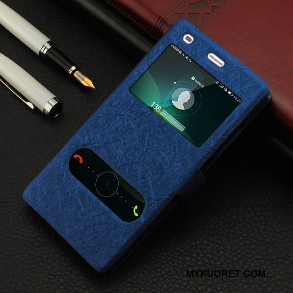 Kuori Huawei P8 Lite Nahka Avaa Ikkuna Puhelimen Kuoret, Kotelo Huawei P8 Lite Suojaus Nuoret 说