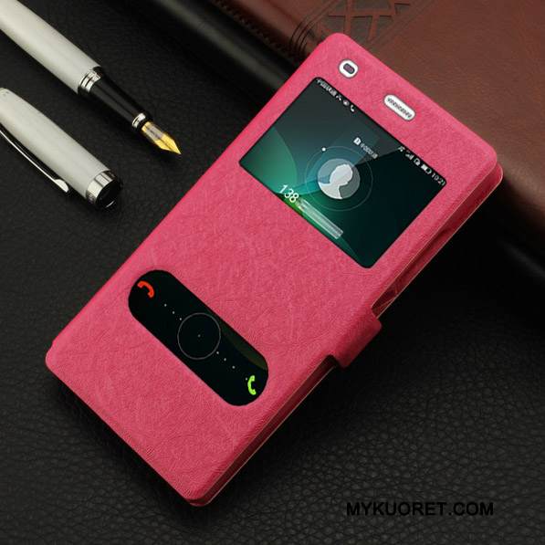 Kuori Huawei P8 Lite Nahka Avaa Ikkuna Puhelimen Kuoret, Kotelo Huawei P8 Lite Suojaus Nuoret 说