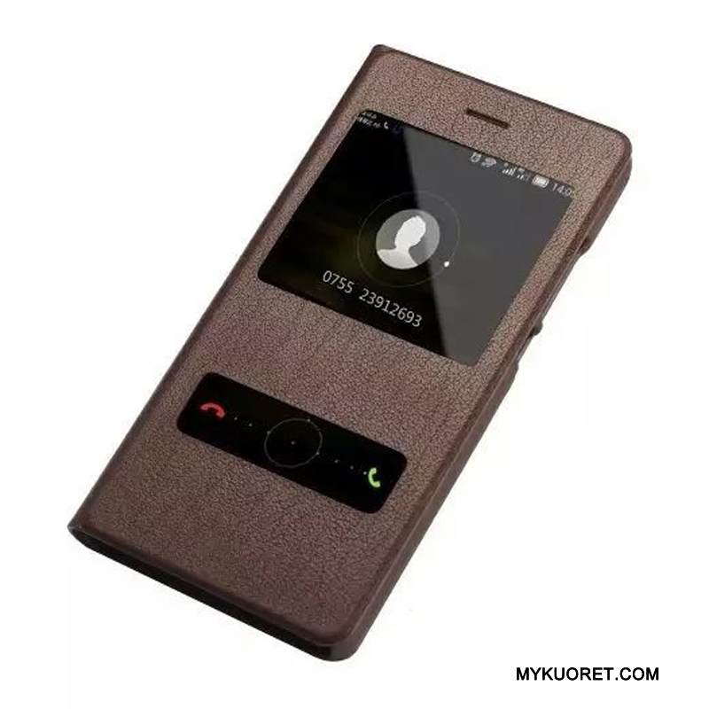 Kuori Huawei P8 Lite Nahka Lehmä Musta, Kotelo Huawei P8 Lite Suojaus Puhelimen Kuoret Liiketoiminta