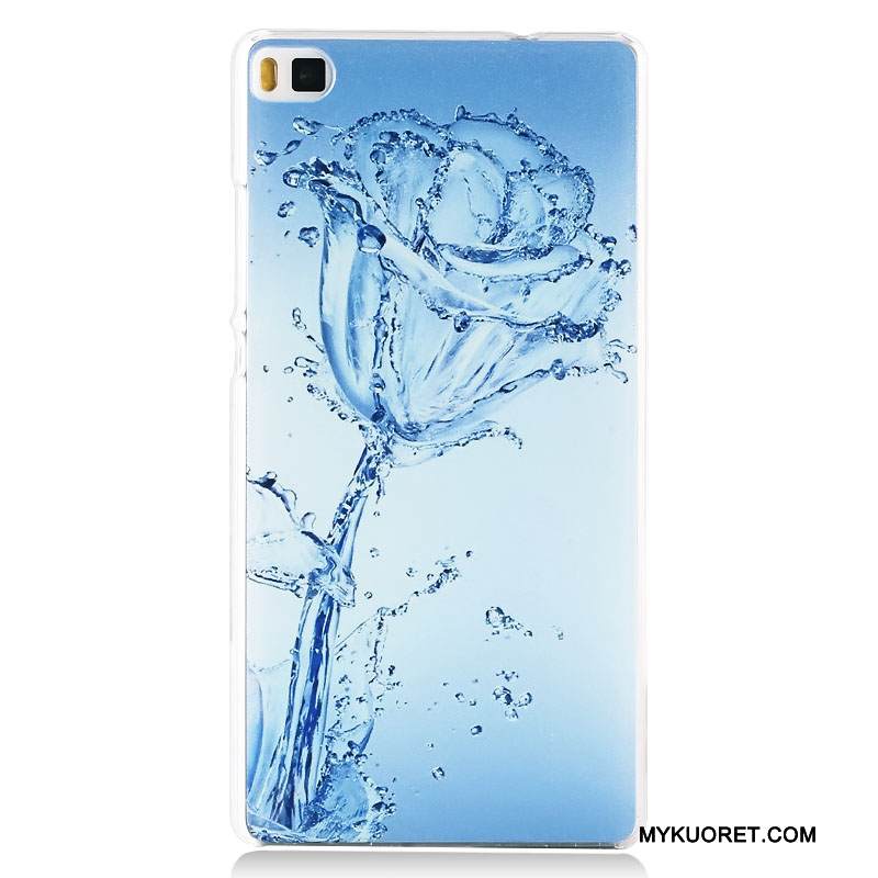 Kuori Huawei P8 Maalaus Korkea Pesty Suede, Kotelo Huawei P8 Suojaus Puhelimen Kuoret Tummansininen