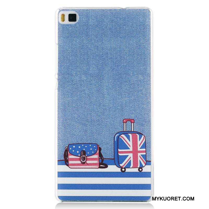 Kuori Huawei P8 Maalaus Korkea Pesty Suede, Kotelo Huawei P8 Suojaus Puhelimen Kuoret Tummansininen