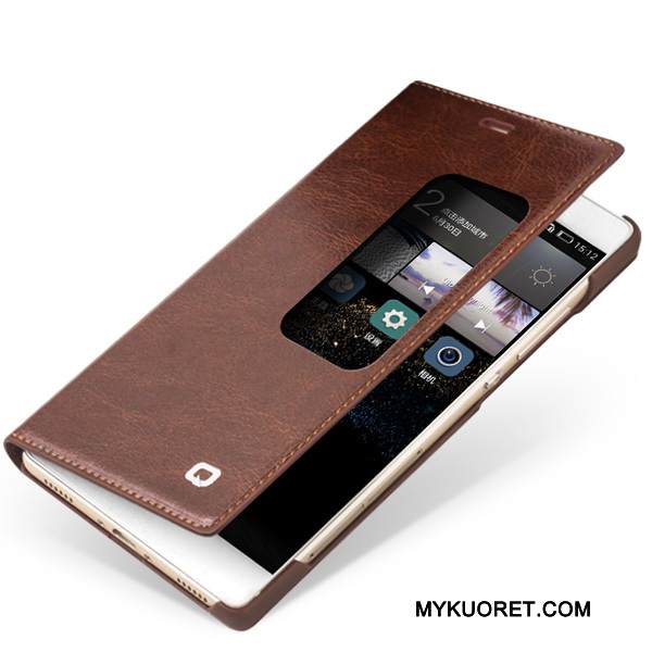 Kuori Huawei P8 Nahka Korkea Murtumaton, Kotelo Huawei P8 Kuoret Musta Puhelimen Kuoret