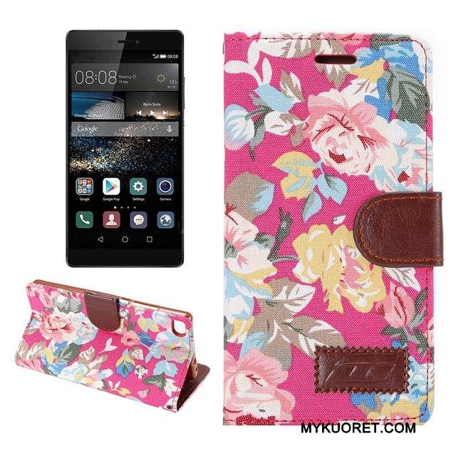 Kuori Huawei P8 Nahka Puhelimen Kuoret Punainen, Kotelo Huawei P8 Suojaus