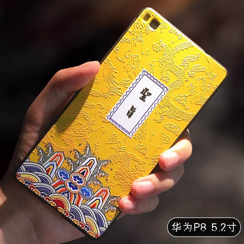 Kuori Huawei P8 Pehmeä Neste Jauhe Murtumaton, Kotelo Huawei P8 Silikoni Puhelimen Kuoret Keltainen