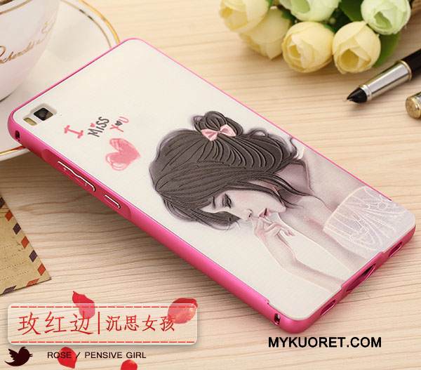 Kuori Huawei P8 Sarjakuva Kaari Kehys, Kotelo Huawei P8 Suojaus Ultra Takakansi