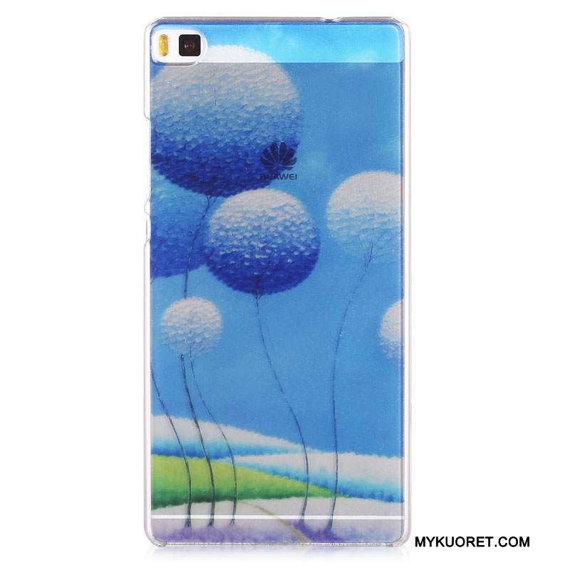 Kuori Huawei P8 Sarjakuva Ultra Kova, Kotelo Huawei P8 Maalaus Sininen Ohut