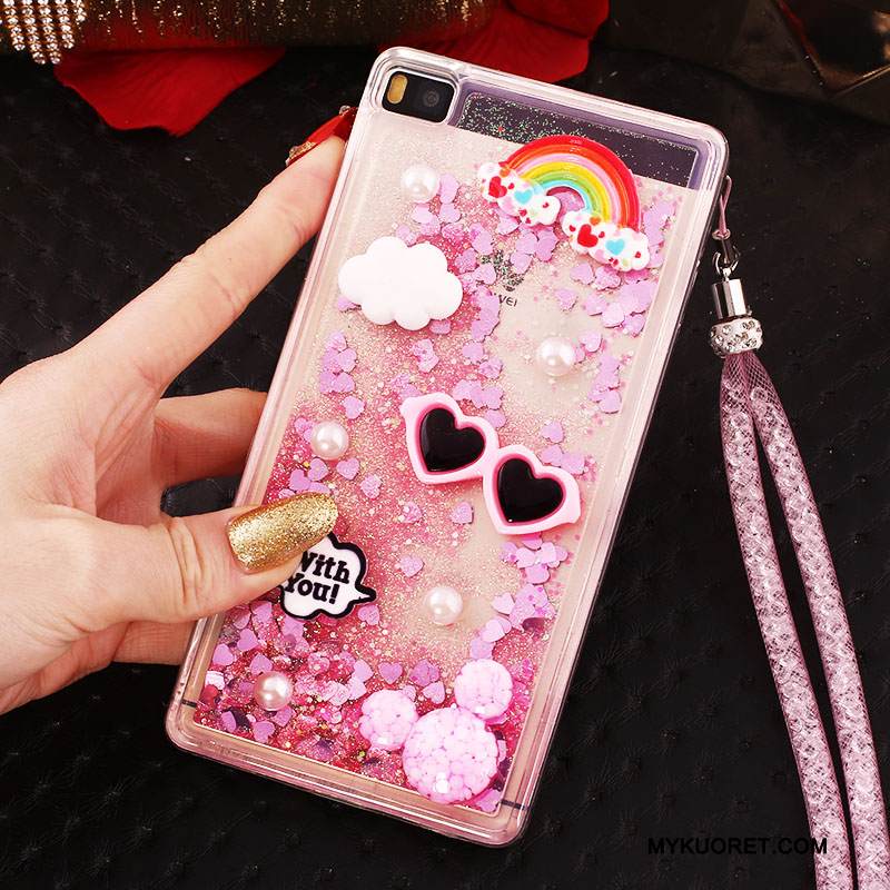 Kuori Huawei P8 Strassi Ripustettavat Koristeet Korkea, Kotelo Huawei P8 Suojaus Silmukka Sininen