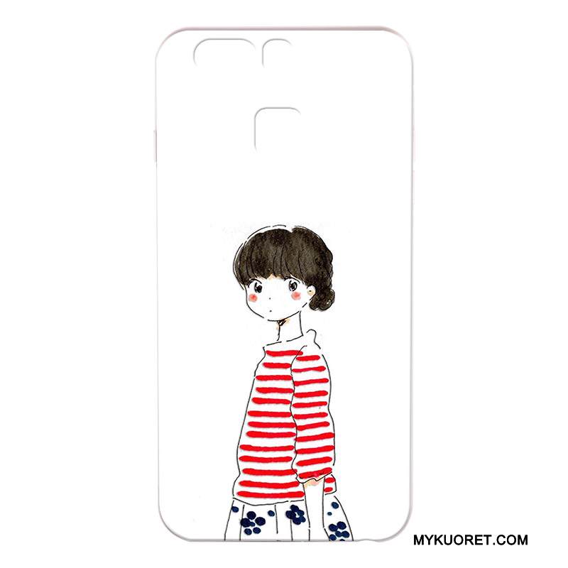 Kuori Huawei P9 Kohokuviointi Murtumaton Puhelimen Kuoret, Kotelo Huawei P9 Pehmeä Neste Kova Valkoinen