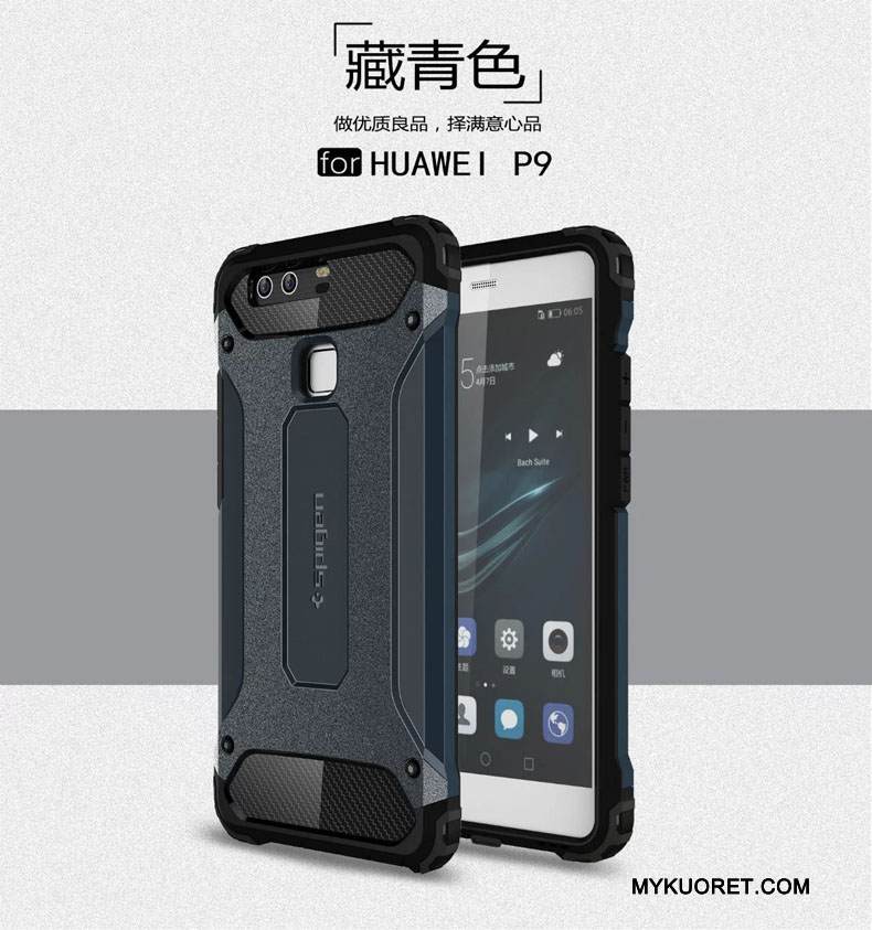 Kuori Huawei P9 Laukut Hopea Murtumaton, Kotelo Huawei P9 Suojaus Kolme Puolustusta Suupaltti