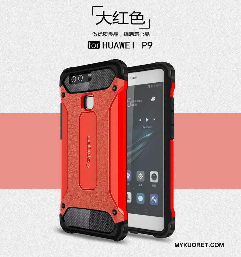 Kuori Huawei P9 Laukut Hopea Murtumaton, Kotelo Huawei P9 Suojaus Kolme Puolustusta Suupaltti