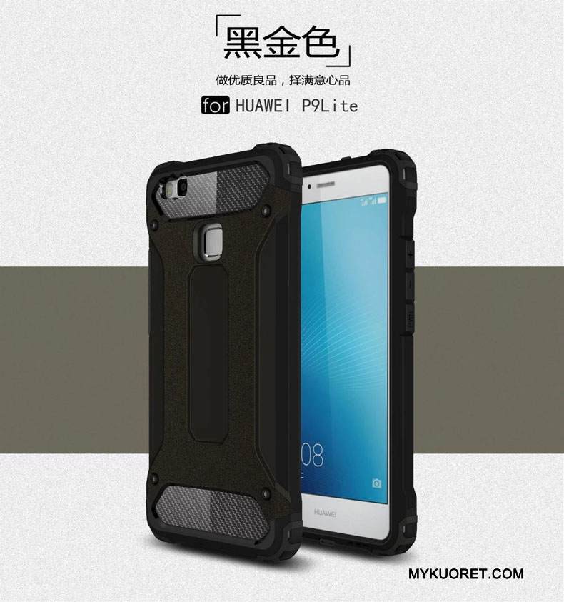 Kuori Huawei P9 Lite Metalli Hopea Puhelimen Kuoret, Kotelo Huawei P9 Lite Silikoni Kolme Puolustusta Murtumaton
