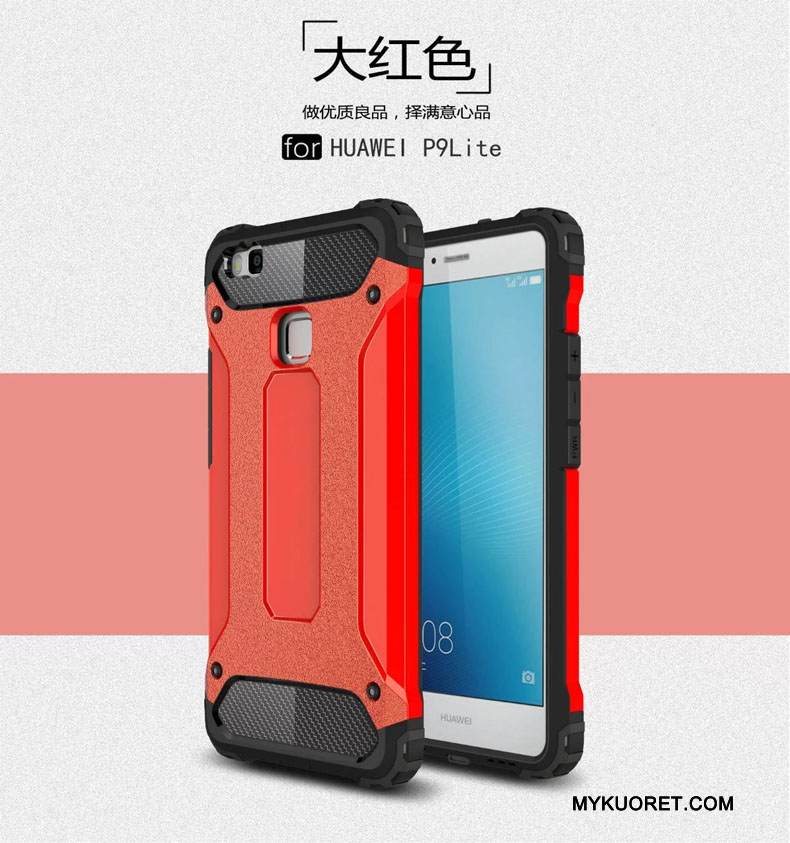 Kuori Huawei P9 Lite Metalli Hopea Puhelimen Kuoret, Kotelo Huawei P9 Lite Silikoni Kolme Puolustusta Murtumaton