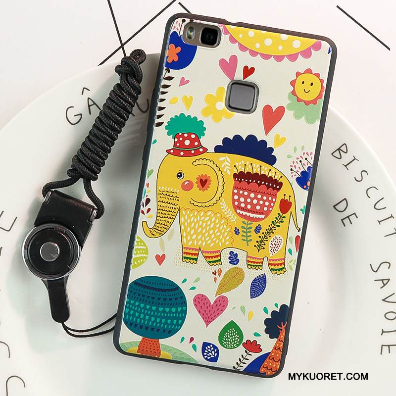 Kuori Huawei P9 Lite Pehmeä Neste Ripustettavat Koristeet Jauhe, Kotelo Huawei P9 Lite Kohokuviointi Pesty Suede Murtumaton