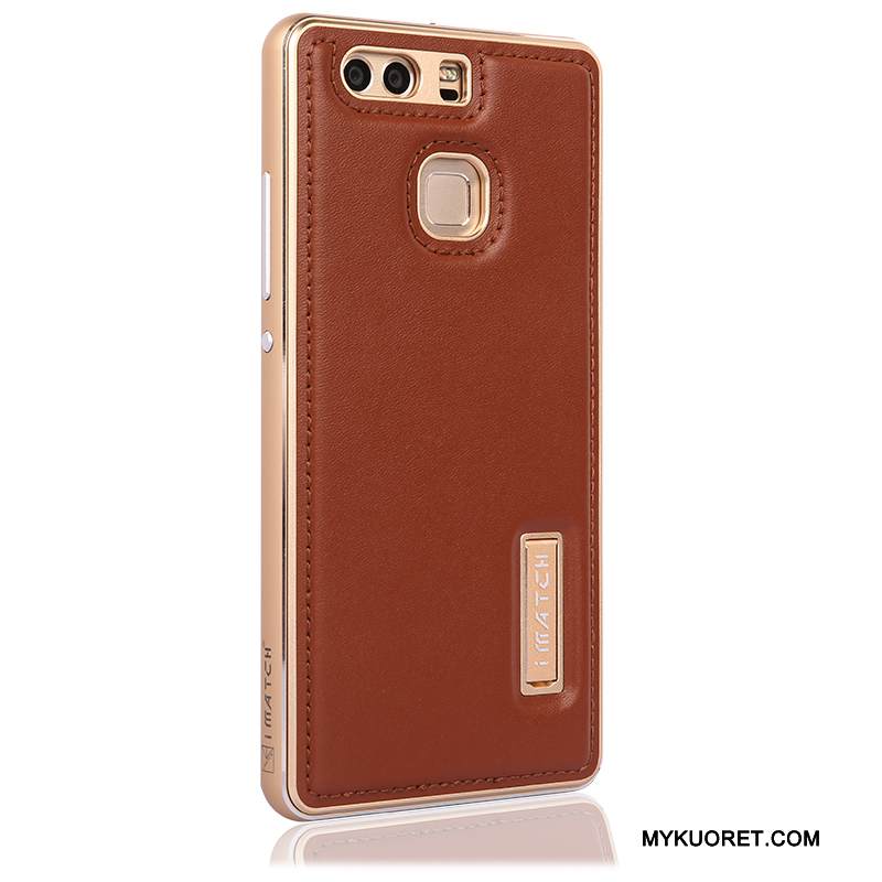 Kuori Huawei P9 Nahka Punainen Kehys, Kotelo Huawei P9 Suojaus Puhelimen Kuoret Korkea