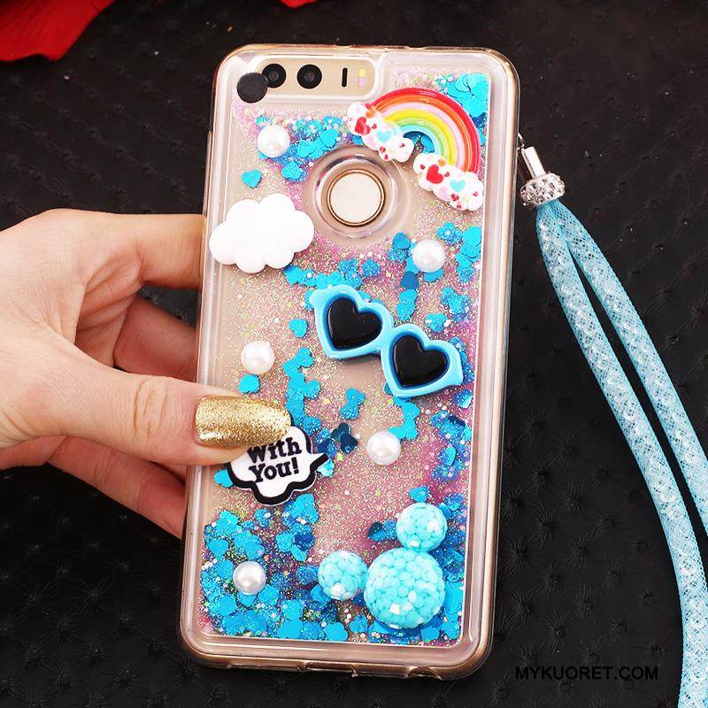 Kuori Huawei P9 Pehmeä Neste Sininen Ripustettava Kaula, Kotelo Huawei P9 Strassi Trendi Puhelimen Kuoret