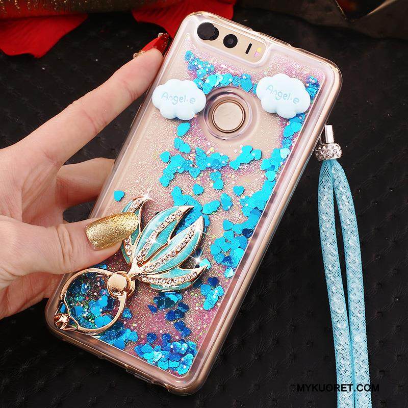 Kuori Huawei P9 Pehmeä Neste Sininen Ripustettava Kaula, Kotelo Huawei P9 Strassi Trendi Puhelimen Kuoret