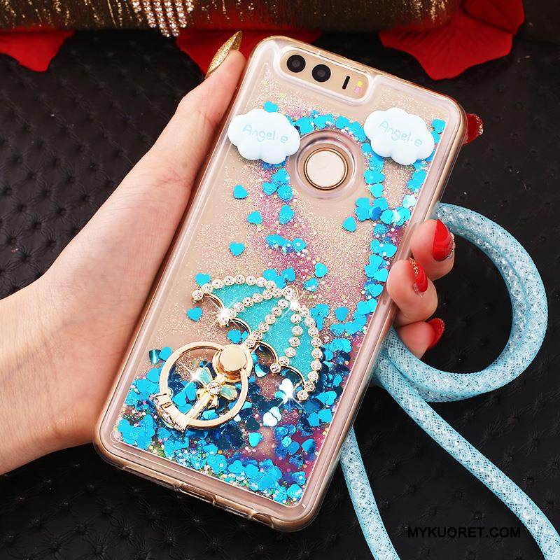 Kuori Huawei P9 Pehmeä Neste Sininen Ripustettava Kaula, Kotelo Huawei P9 Strassi Trendi Puhelimen Kuoret