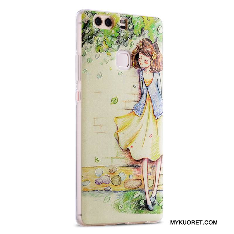 Kuori Huawei P9 Plus Kohokuviointi Murtumaton Vihreä, Kotelo Huawei P9 Plus Laukut Puhelimen Kuoret Persoonallisuus