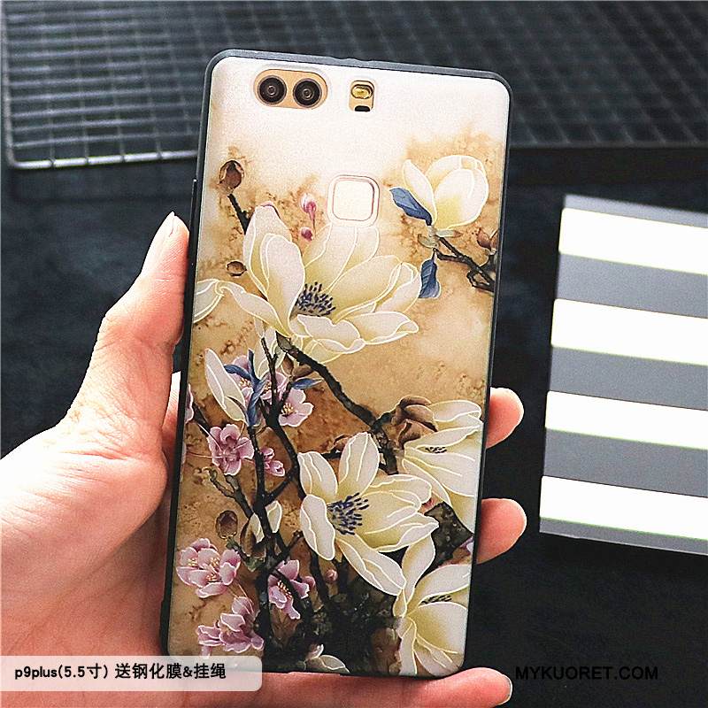 Kuori Huawei P9 Plus Laukut Murtumaton Kiinalainen Tyyli, Kotelo Huawei P9 Plus Kohokuviointi Violetti Pesty Suede