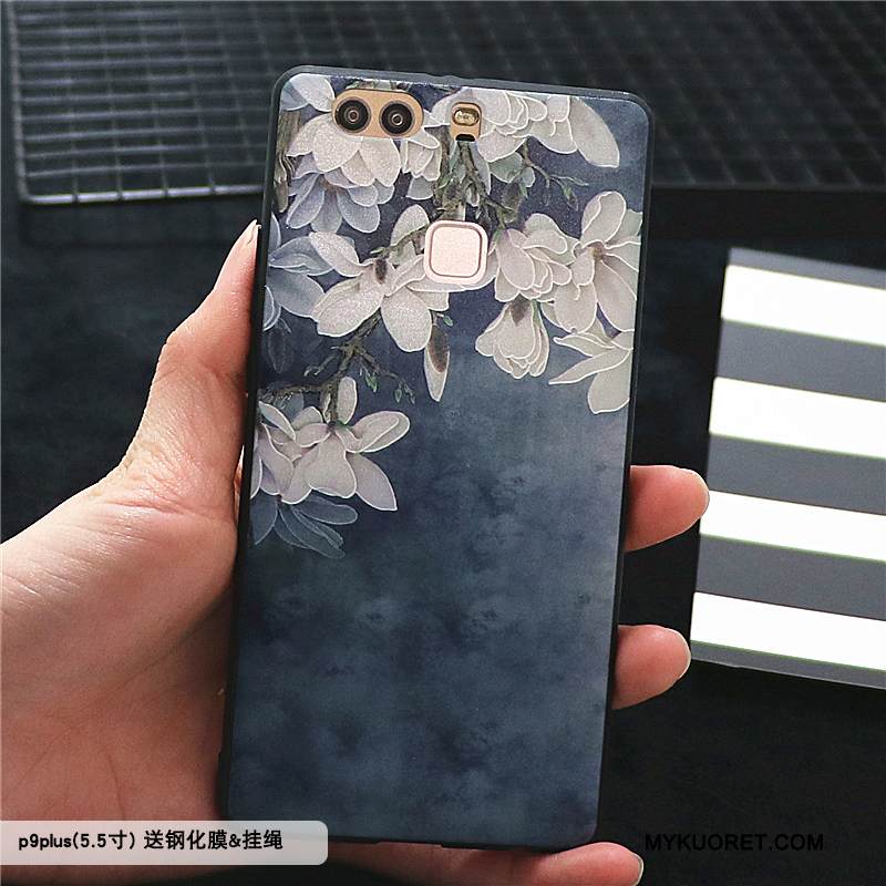 Kuori Huawei P9 Plus Laukut Murtumaton Kiinalainen Tyyli, Kotelo Huawei P9 Plus Kohokuviointi Violetti Pesty Suede
