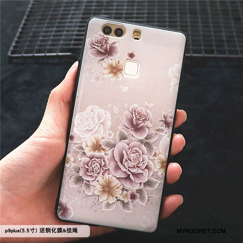 Kuori Huawei P9 Plus Laukut Murtumaton Kiinalainen Tyyli, Kotelo Huawei P9 Plus Kohokuviointi Violetti Pesty Suede