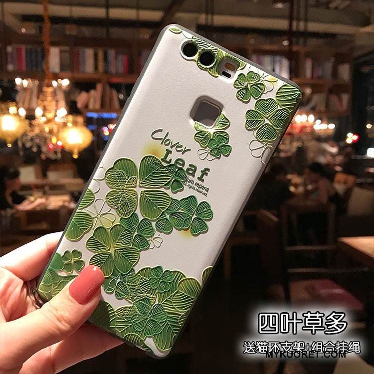 Kuori Huawei P9 Plus Laukut Puhelimen Kuoret Vihreä, Kotelo Huawei P9 Plus Tuki Musta Pesty Suede