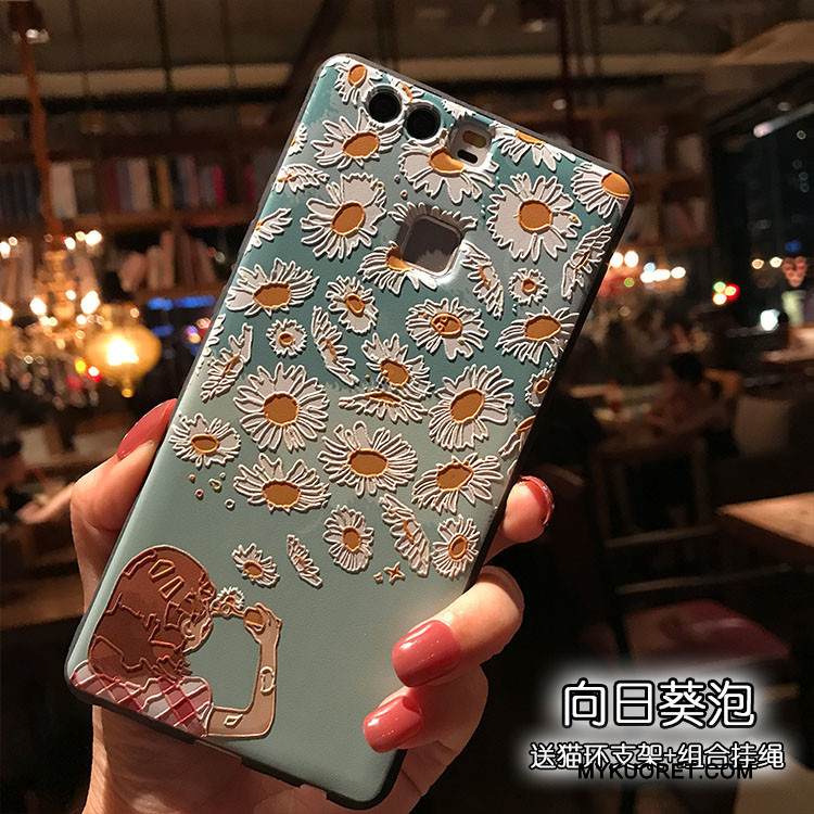 Kuori Huawei P9 Plus Laukut Puhelimen Kuoret Vihreä, Kotelo Huawei P9 Plus Tuki Musta Pesty Suede