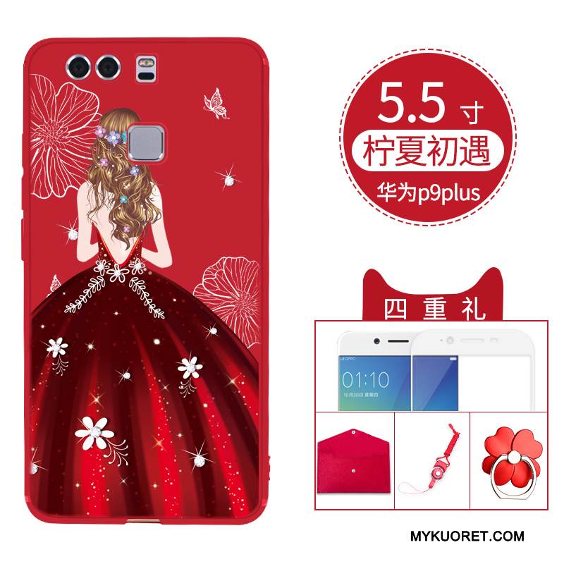 Kuori Huawei P9 Plus Laukut Tide-brändi Punainen, Kotelo Huawei P9 Plus Silikoni Musta Ohut