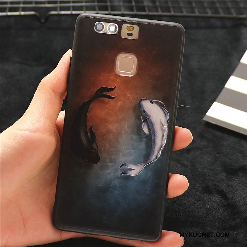 Kuori Huawei P9 Plus Luova Kiinalainen Tyyli Trendi, Kotelo Huawei P9 Plus Persoonallisuus Musta