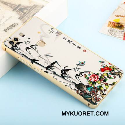 Kuori Huawei P9 Plus Metalli Puhelimen Kuoret Takakansi, Kotelo Huawei P9 Plus Kohokuviointi Peili Kehys