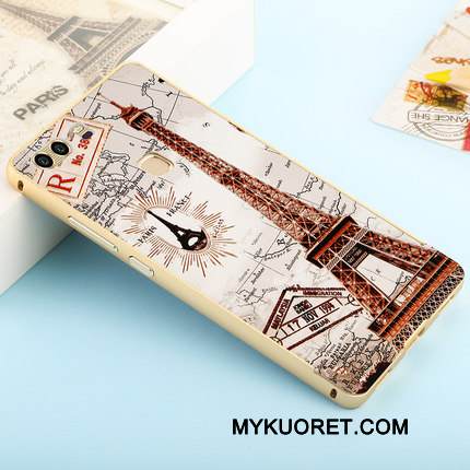 Kuori Huawei P9 Plus Metalli Puhelimen Kuoret Takakansi, Kotelo Huawei P9 Plus Kohokuviointi Peili Kehys