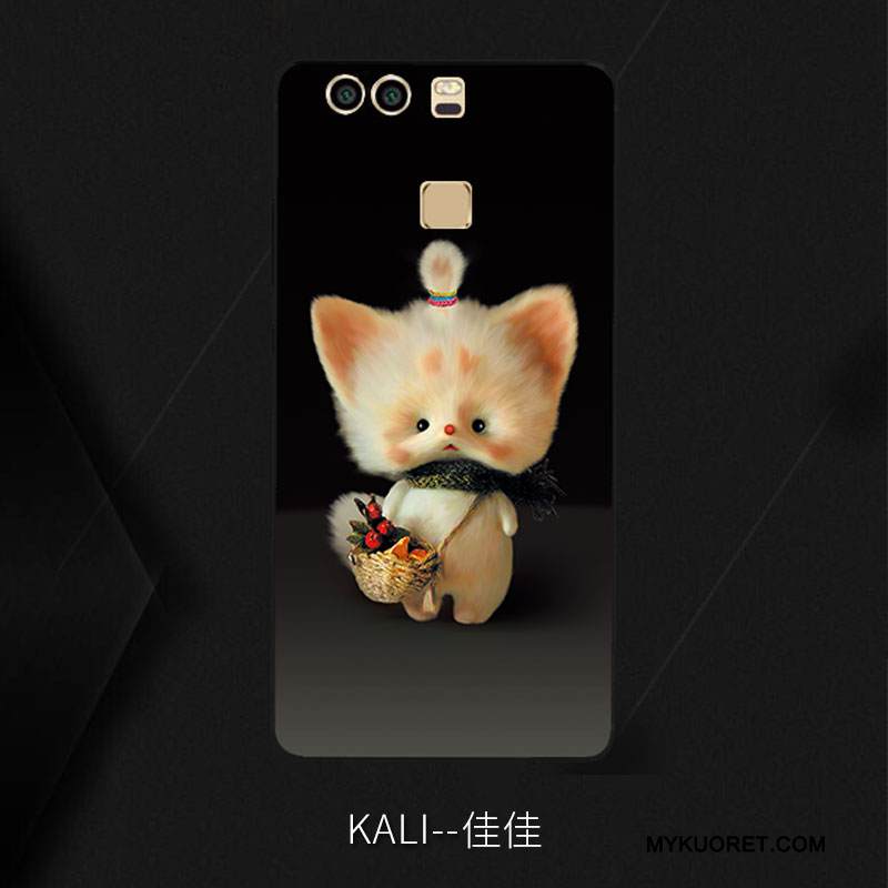 Kuori Huawei P9 Plus Pehmeä Neste Musta Persoonallisuus, Kotelo Huawei P9 Plus Sarjakuva Tide-brändi Murtumaton