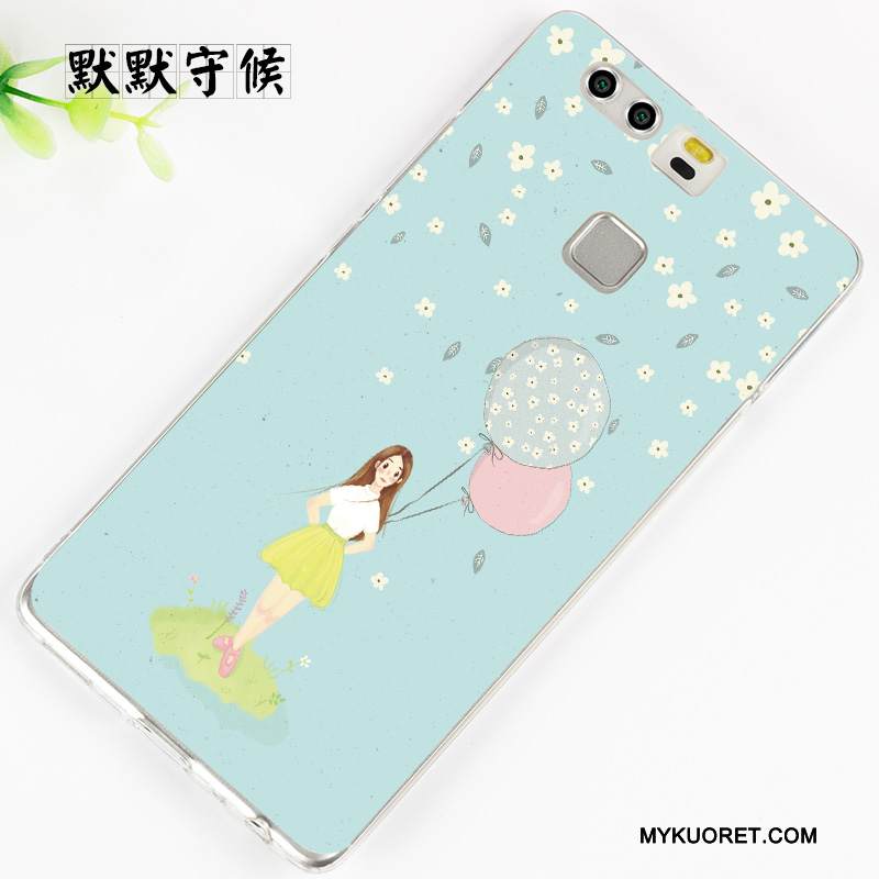 Kuori Huawei P9 Plus Silikoni Puhelimen Kuoret Musta, Kotelo Huawei P9 Plus Suojaus Vaaleansininen Persoonallisuus
