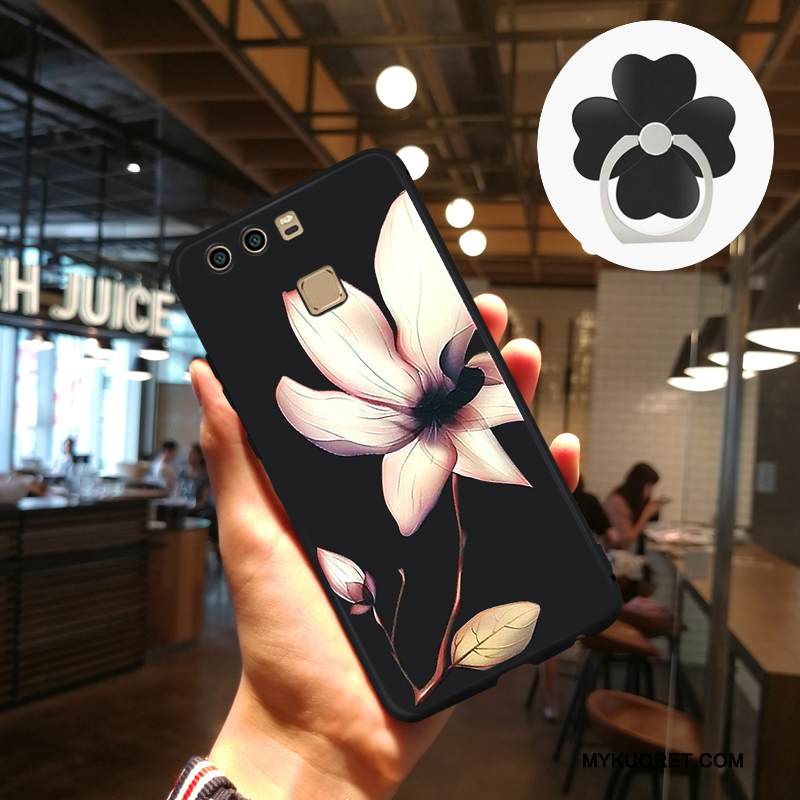 Kuori Huawei P9 Plus Suojaus Puhelimen Kuoret Persoonallisuus, Kotelo Huawei P9 Plus Kohokuviointi Musta Ripustettavat Koristeet