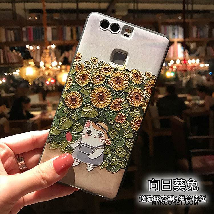 Kuori Huawei P9 Plus Tuki Puhelimen Kuoret Musta, Kotelo Huawei P9 Plus Laukut Pesty Suede