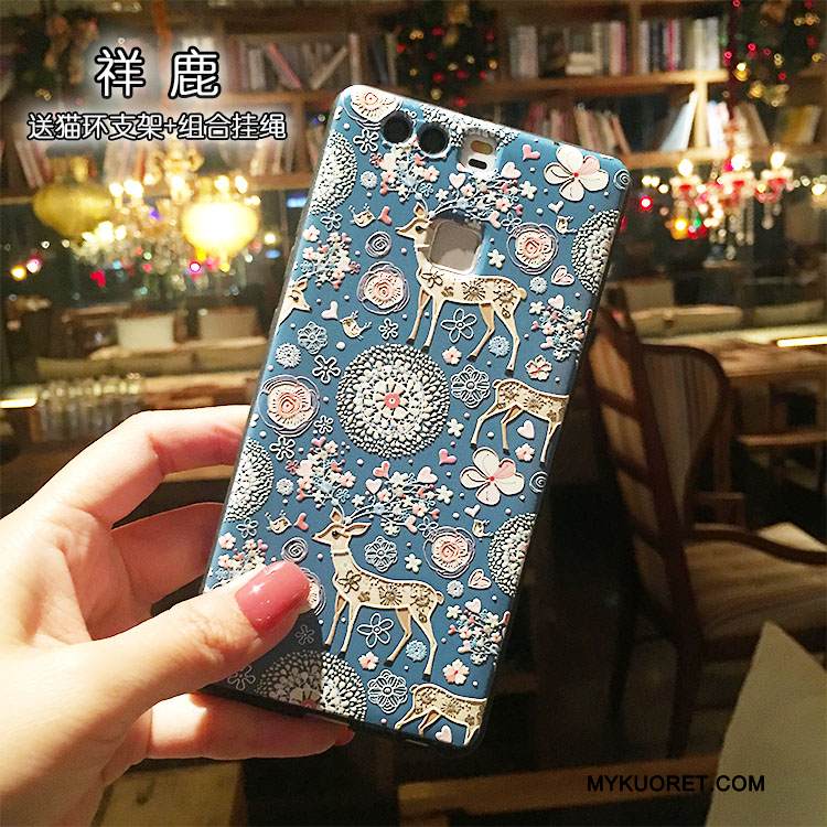 Kuori Huawei P9 Plus Tuki Ripustettavat Koristeet Rengas, Kotelo Huawei P9 Plus Suojaus Pesty Suede Puhelimen Kuoret