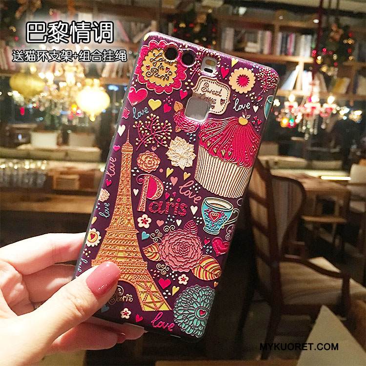 Kuori Huawei P9 Plus Tuki Ripustettavat Koristeet Rengas, Kotelo Huawei P9 Plus Suojaus Pesty Suede Puhelimen Kuoret