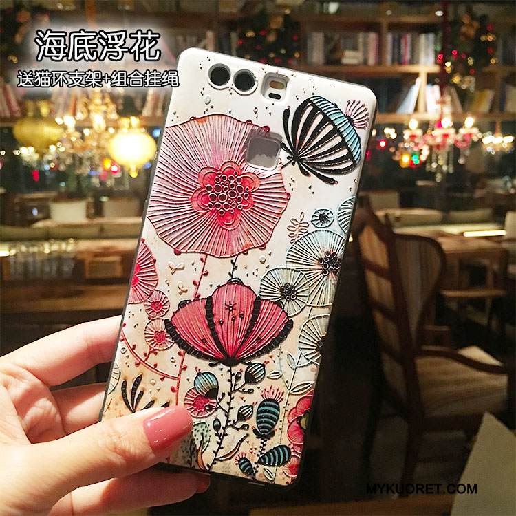 Kuori Huawei P9 Plus Tuki Ripustettavat Koristeet Rengas, Kotelo Huawei P9 Plus Suojaus Pesty Suede Puhelimen Kuoret