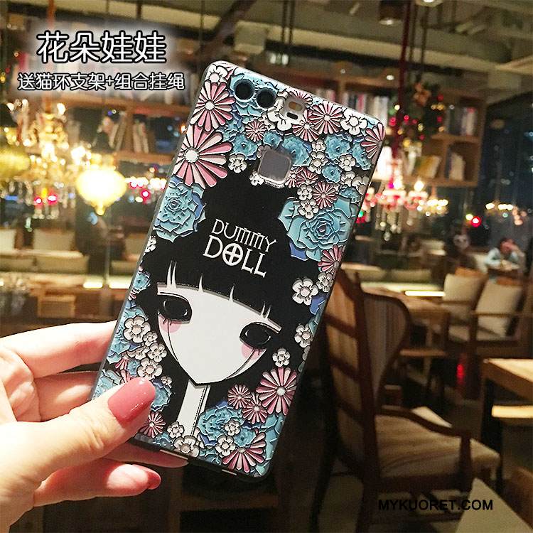 Kuori Huawei P9 Plus Tuki Ripustettavat Koristeet Rengas, Kotelo Huawei P9 Plus Suojaus Pesty Suede Puhelimen Kuoret